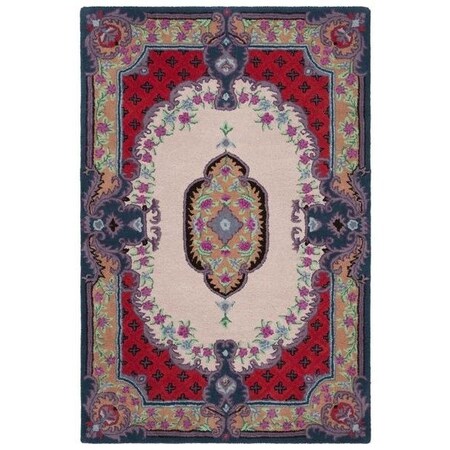 Safavieh 5 x 5 ft. Bellagio Traditional Premium Wool Round Area RugIvory & Pink BLG535A-5R